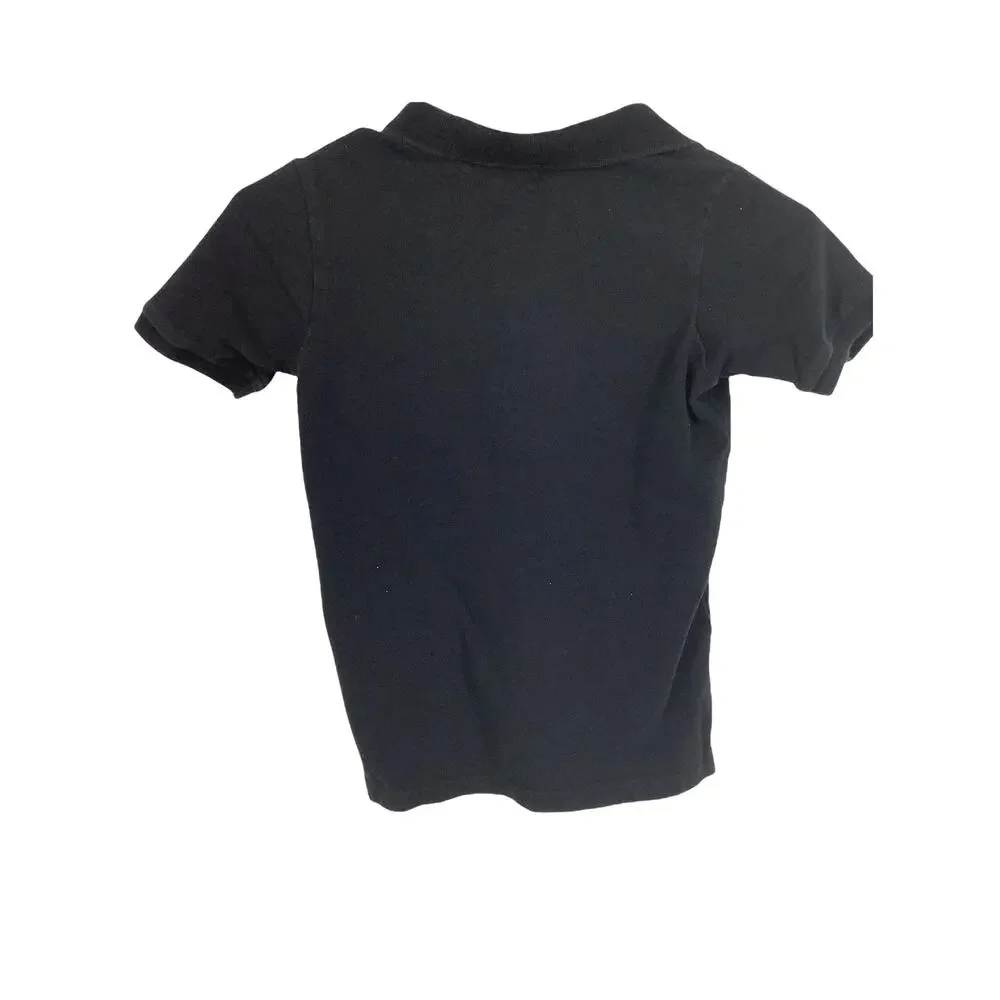 Wonder Nation Boys Solid Black Short Sleeve Polo Shirt Kids Youth Size Small 6/7